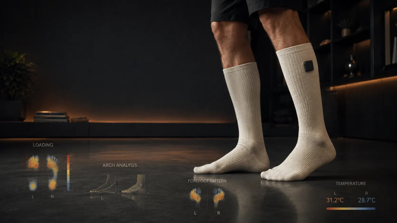 Mi Terro Smart Socks worn during a standing assessment